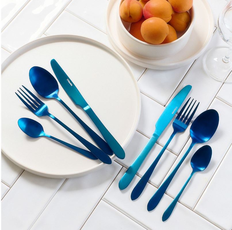 Mαχαιροπήρουνα Σετ 16τμχ Ανοξείδωτα Matte Μπλε Abele Ho