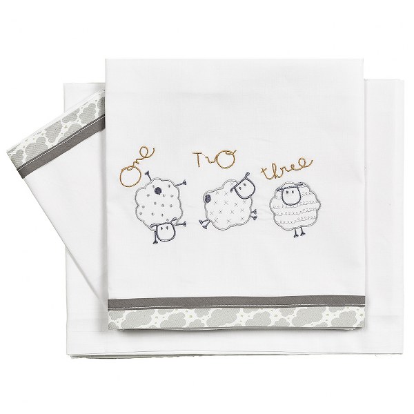 Ο Κόσμος του Μωρού Σετ Σεντόνια Βαμβακερά Κούνιας 120x180εκ. Sheep Γκρι 27595 (Ύφασμα: Βαμβάκι 100%, Τύπος κατωσέντονου: Χωρίς Λάστιχο, Χρώμα: Γκρι, Μέγεθος: Σετ) - Ο Κόσμος του Μωρού - 5205626275954