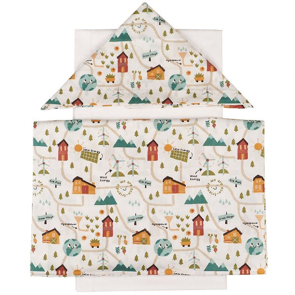 Σετ Σεντόνια 3τμχ Βαμβακερά Κούνιας 100x160εκ. Green Village 27943 (Ύφασμα: Βαμβάκι 100%, Τύπος κατωσέντονου: Χωρίς Λάστιχο, Μέγεθος: Σετ) - Ο Κόσμος του Μωρού - 5205626279433