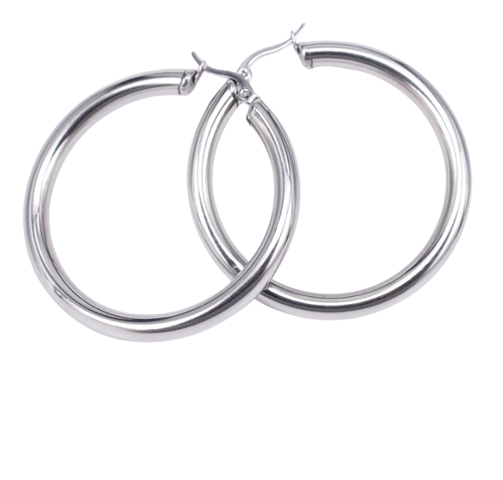 Σκουλαρίκια Κρίκοι Ανοξείδωτο Ατσάλι Ασημί 3εκ. 24-0609 (Υλικό: Ανοξείδωτο, Χρώμα: Ασημί ) – OEM – 24-0609