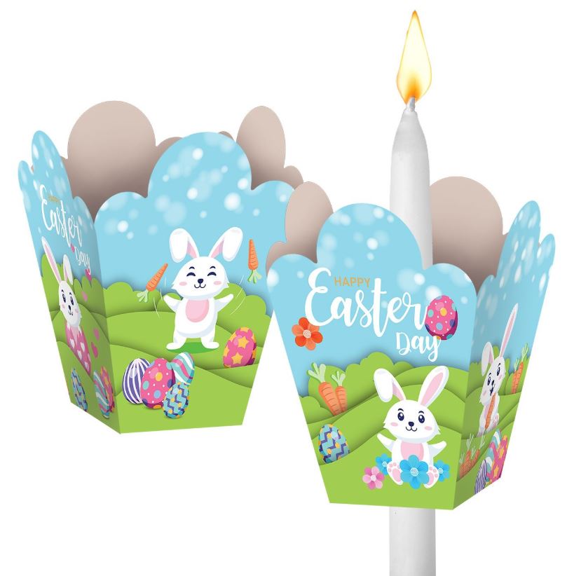 Κηροστάτης Χάρτινος Με Σχέδιο Λαγός 11x9,5x10εκ. Bunny's 73-2258 (Σετ 12 Τεμάχια) - Bunny's - 73-2258