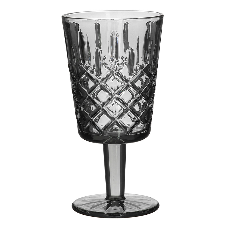 Ποτήρι Κρασιού Σετ 6τμχ Γυάλινο Γκρι inart 9×16,5εκ. 3-60-621-0052 (Υλικό: Γυαλί, Χρώμα: Γκρι, Μέγεθος: Κολωνάτο) – inart – 3-60-621-0052
