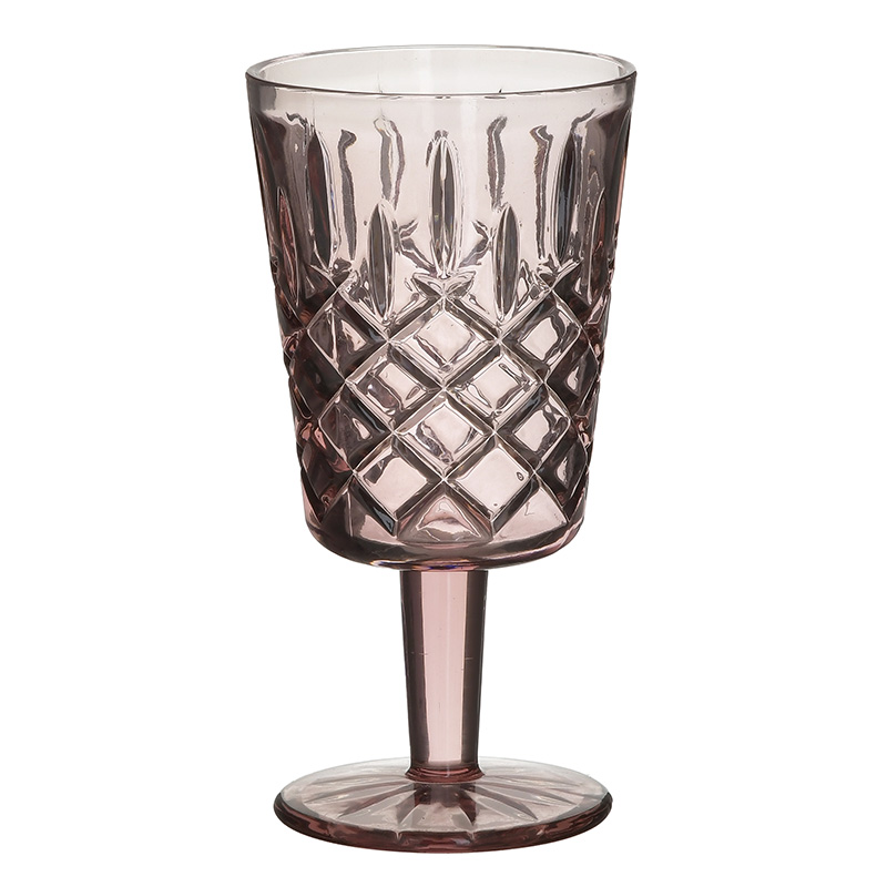 Ποτήρι Κρασιού Σετ 6τμχ Γυάλινο Ροζ-Μωβ inart 9x16,5εκ. 3-60-621-0054 (Υλικό: Γυαλί, Χρώμα: Ροζ, Μέγεθος: Κολωνάτο) - inart - 3-60-621-0054