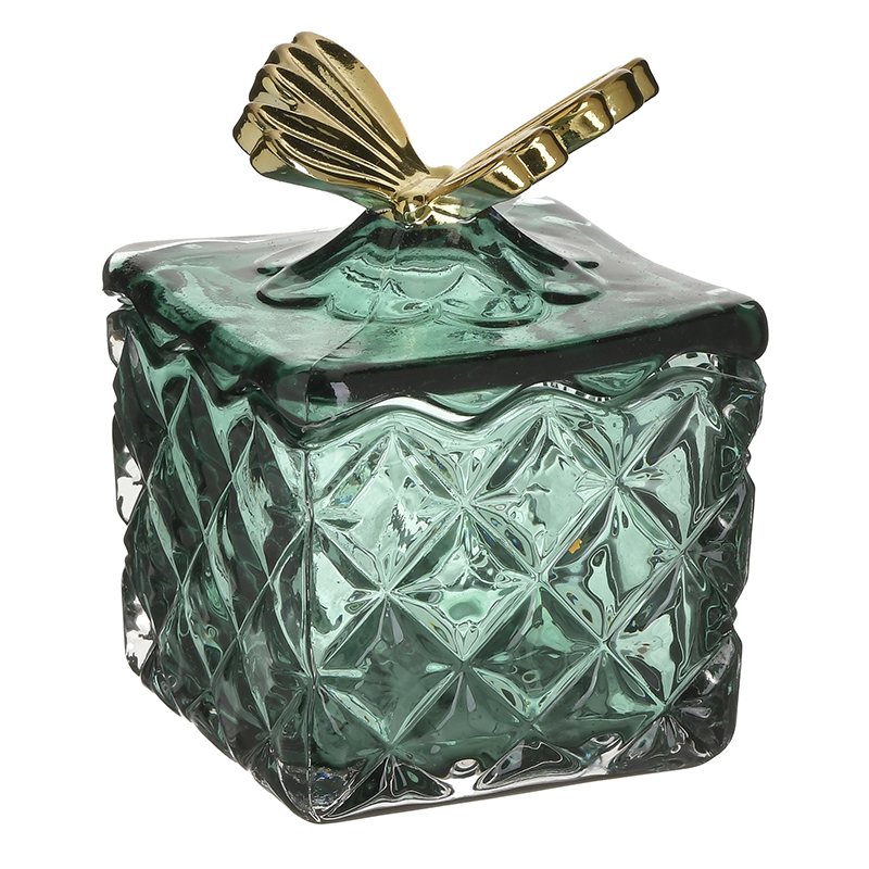 Διακοσμητικό Βαζάκι Με Καπάκι Γυάλινο Πράσινο-Χρυσό inart 8x8x11εκ. 3-70-146-0480 (Υλικό: Γυαλί, Χρώμα: Πράσινο ) – inart – 3-70-146-0480