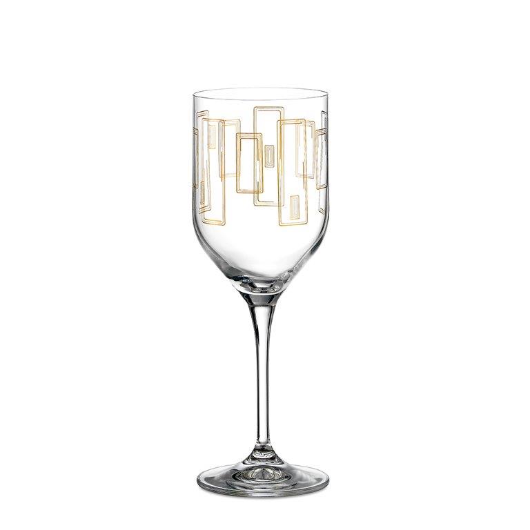 Σετ 6τμχ Ποτήρι Κρασιού Κρυστάλλινο 350ml Uma 30-2 Capolavoro (Υλικό: Κρύσταλλο, Χρώμα: Χρυσό , Μέγεθος: Κολωνάτο) - Capolavoro - 30-2