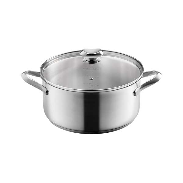 Κατσαρόλα Ανοξείδωτη Με Γυάλινο Καπάκι 28εκ.-6,8ltr Met