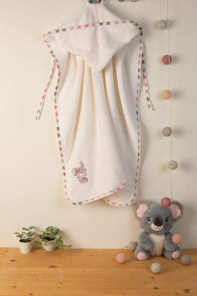 Κάπα Μπεμπέ Βαμβακερή Λευκή 75x85εκ. Rabbit Girl 147 DimCol (Ύφασμα: Βαμβάκι 100%, Χρώμα: Λευκό) - DimCol - 31141429010