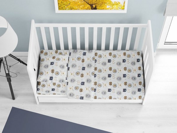 Σετ Σεντόνια Φανελένια Κούνιας 120x160εκ. Big Cats 28 Sky Blue DimCol (Τύπος κατωσέντονου: Χωρίς Λάστιχο, Ύφασμα: Φανέλα, Χρώμα: Μπλε, Μέγεθος: Σετ) - DimCol - 31212221004