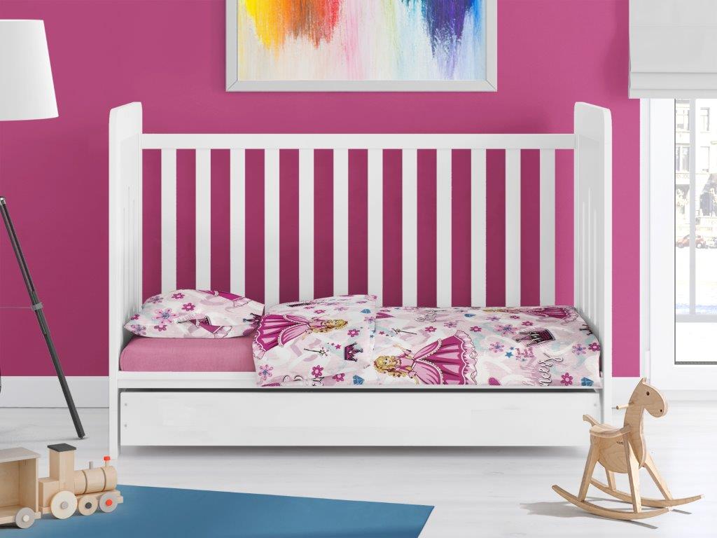 Παπλωματοθήκη Polycotton Κούνιας 120×160εκ. Princess 390 Pink Dimcol (Χρώμα: Ροζ, Ύφασμα: 70% Βαμβάκι-30% Polyester) – DimCol – 31310821003