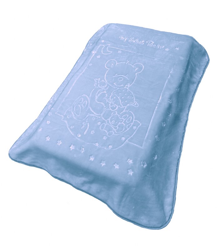 Κουβέρτα Κούνιας Βελουτέ Polyester 110x140εκ. Sweet Bear 11 Blue DimCol (Ύφασμα: Polyester, Χρώμα: Μπλε) - DimCol - 31472748001