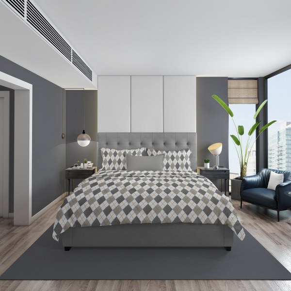 Παπλωματοθήκη Φανελένια Υπέρδιπλη 220x240εκ. Diamond 328 Grey DimCol (Ύφασμα: Φανέλα, Χρώμα: Γκρι, Μέγεθος: Υπέρδιπλα) - DimCol - 33210824002