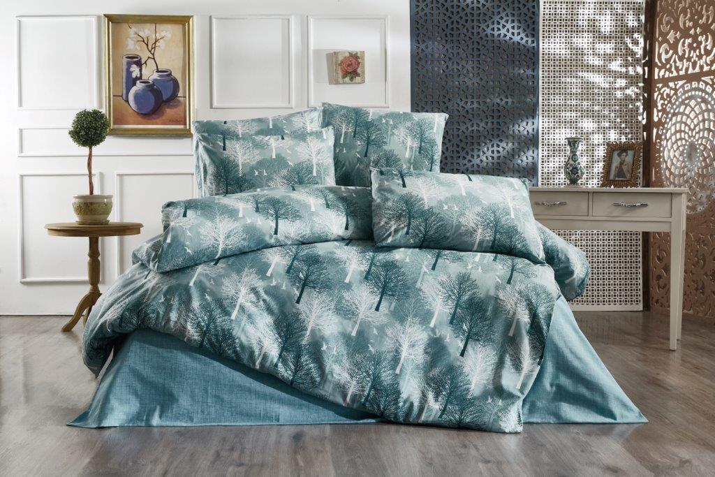 Σετ Σεντόνια Polycotton Μονά 160x240εκ. Forest 313 Petrol Dimcol (Τύπος κατωσέντονου: Χωρίς Λάστιχο, Χρώμα: Πετρόλ , Ύφασμα: 70% Βαμβάκι-30% Polyester, Μέγεθος: Μονά) - DimCol - 33312223022