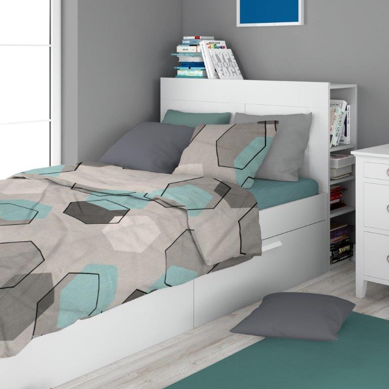 Σετ Σεντόνια Polycotton Μονά 160x240εκ. Hexagon 395 Grey Dimcol (Τύπος κατωσέντονου: Χωρίς Λάστιχο, Χρώμα: Γκρι, Ύφασμα: 70% Βαμβάκι-30% Polyester, Μέγεθος: Μονά) - DimCol - 33312223028