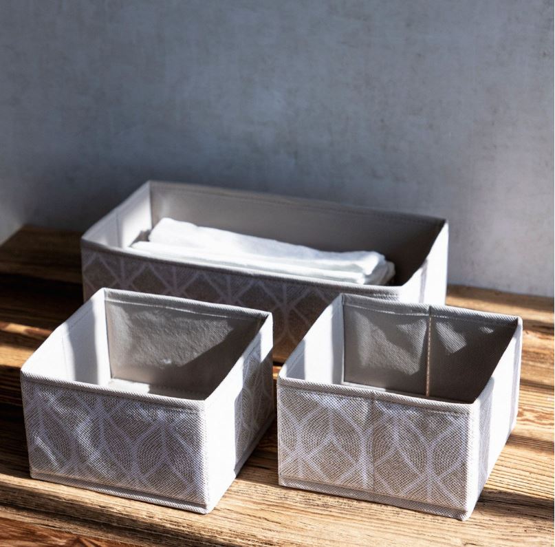 Homla Καλάθι Αποθήκευσης Σετ 3τμχ Μπεζ Hadria 30x16x10εκ./16x16x10εκ. Homla 226979 (Χρώμα: Μπεζ) - Homla - 226979