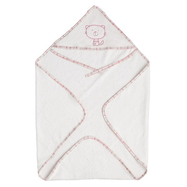 Κάπα Βαμβακερή 75x75εκ. Cat Pink 40281 (Ύφασμα: Βαμβάκι 100%, Χρώμα: Λευκό) - Ο Κόσμος του Μωρού - 40281