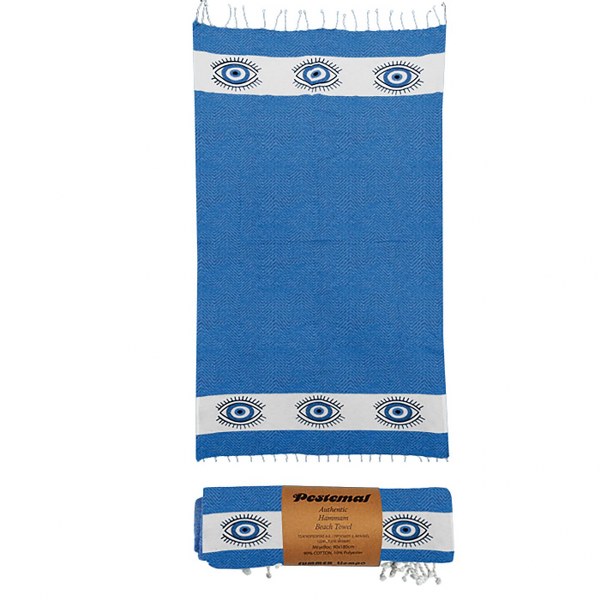 Πετσέτα Θαλάσσης Βαμβακερή Pestemal Ματάκια Dark Blue 90x180εκ. SUMMER tiempo 42-2253 (Ύφασμα: Βαμβάκι 100%, Χρώμα: Μπλε) - SUMMER tiempo - 42-2253-dark blue