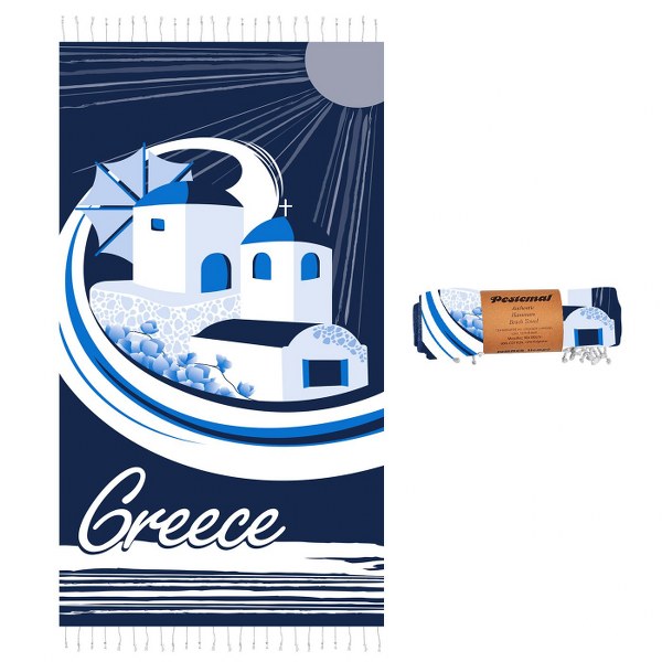 SUMMER tiempo - ΣΗΜΑΝΤΙΚΟ: Σε περίπτωση διαφοράς τιμής από το κατάστημα ισχύει παντα και μόνο η τιμή του καταστήματος Πετσέτα Θαλάσσης Pestemal Βαμβακερή Greek Island 90x180