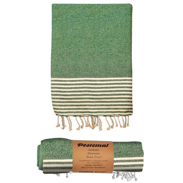 Πετσέτα Θαλάσσης Pestemal Βαμβακερή Green 90x180εκ. Summer tiempo 42-2945 (Ύφασμα: Βαμβάκι 100%, Χρώμα: Πράσινο ) - SUMMER tiempo - 42-2945-green