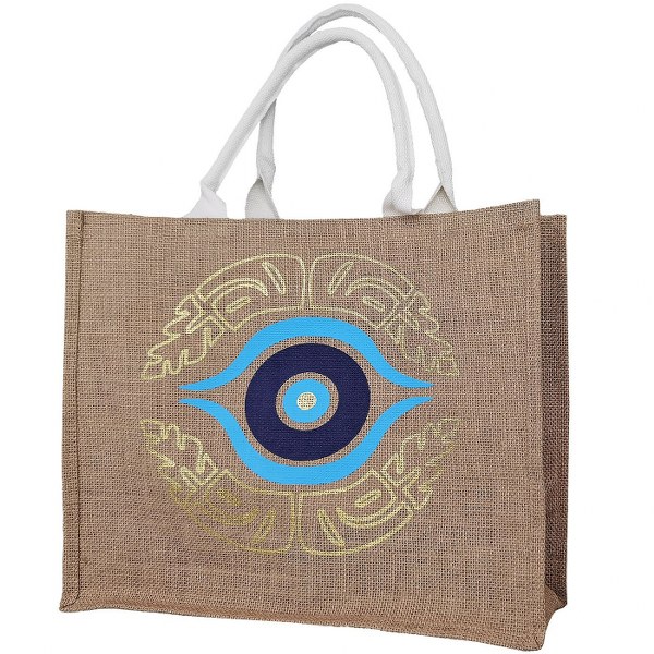 SUMMER tiempo Τσάντα Θαλάσσης Λινάτσα Με Μάτι 41x14x34εκ. Summer Tiempo 42-3134 (Χρώμα: Μπλε, Ύφασμα: Λινάτσα) - SUMMER tiempo - 42-3134