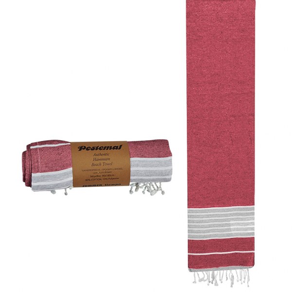 SUMMER tiempo Πετσέτα Θαλάσσης Pestemal Βαμβακερή Red 90x180εκ. Summer tiempo 42-823 (Ύφασμα: Βαμβάκι 100%, Χρώμα: Κόκκινο) - SUMMER tiempo - 42-823-red