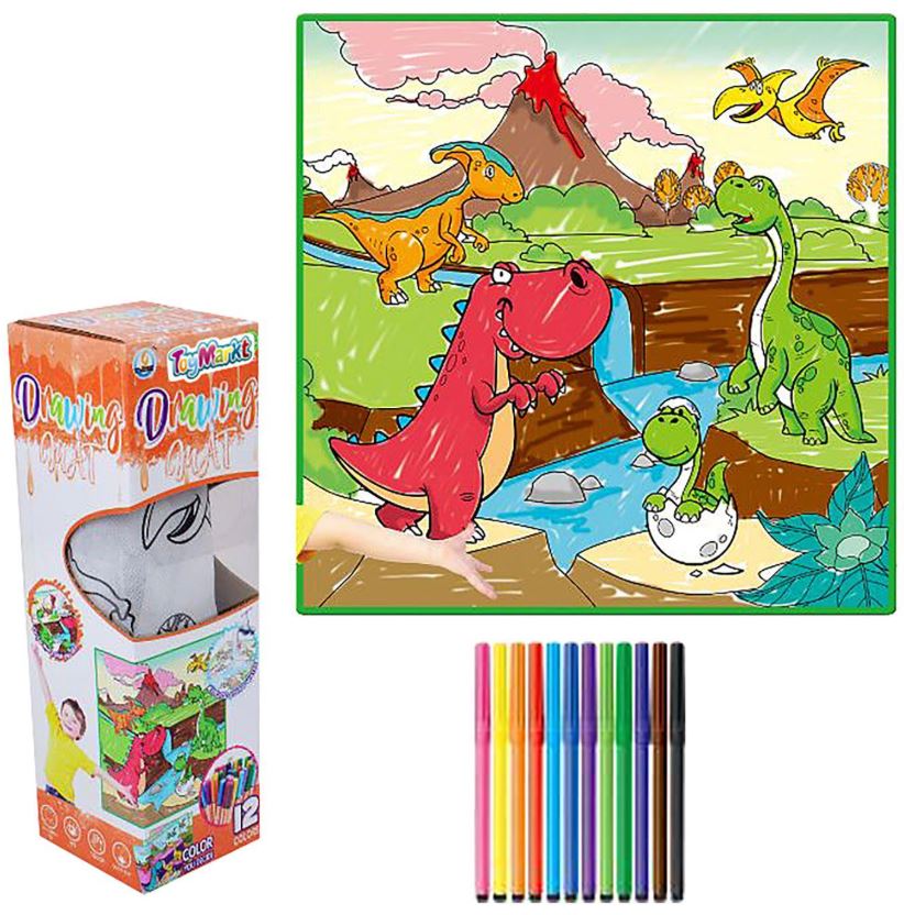 Toy Markt Ζωγραφική Δεινοσαυράκια 50x50εκ.&12 Χρώματα Toy Markt 71-3184 - Toy Markt - 71-3184