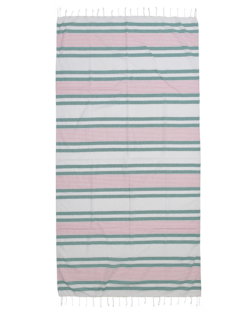 Πετσέτα Θαλάσσης Pestemal Βαμβακερή Λευκή-Ροζ-Πράσινη 90×180εκ. ble 5-46-509-0035 (Ύφασμα: Βαμβάκι 100%, Χρώμα: Λευκό) – ble – 5-46-509-0035