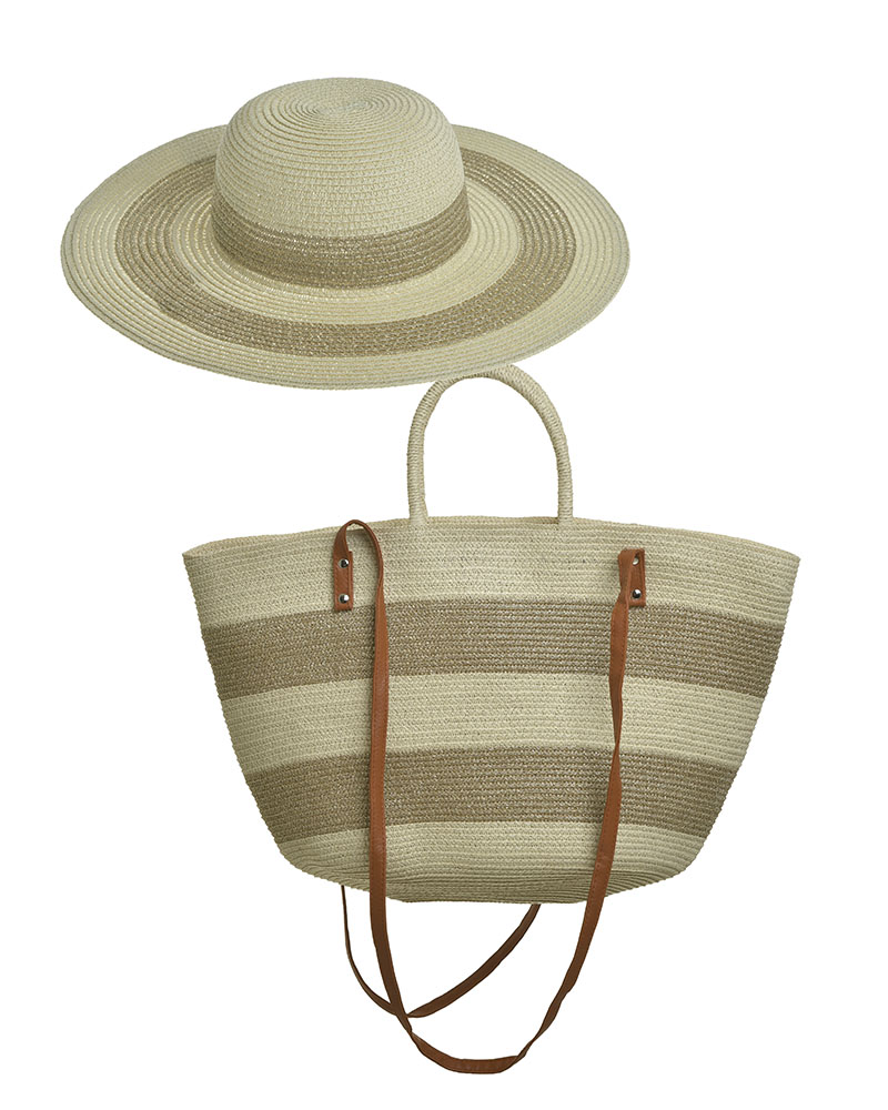 Καπέλο Με Τσάντα Θαλάσσης Ψάθινα Μπεζ-Καφέ ble 5-49-151-0420 (Υλικό: Ψάθινο, Χρώμα: Καφέ) – ble – 5-49-151-0420