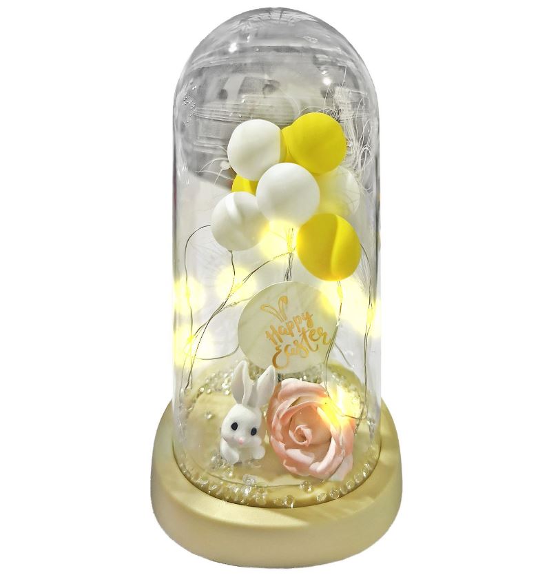 Διακοσμητική Γυάλα Με Φως Λαγουδάκι Με Μπάλες 11x22εκ. Bunny's 73-2256 - Bunny's - 73-2256