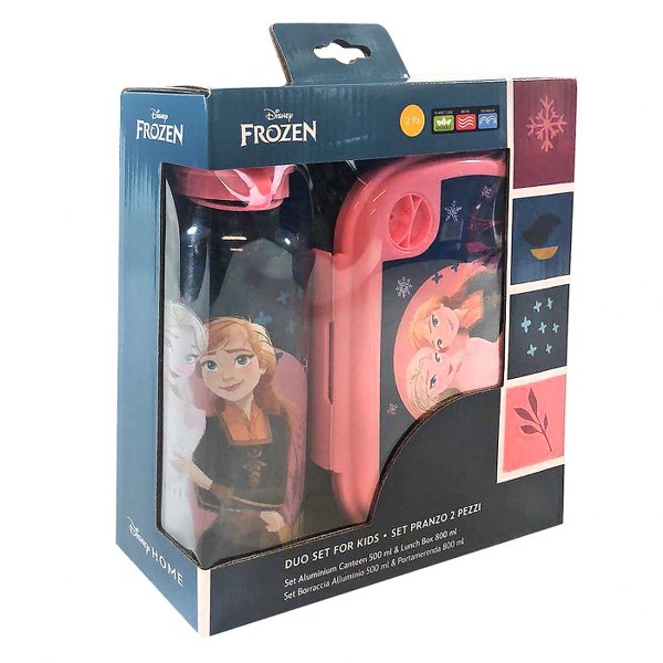 Justnote Σετ Φαγητοδοχείο Με Παγούρι Αλουμινίου Frozen 800ml-500ml Justnote 50-3308 - Justnote - 50-3308
