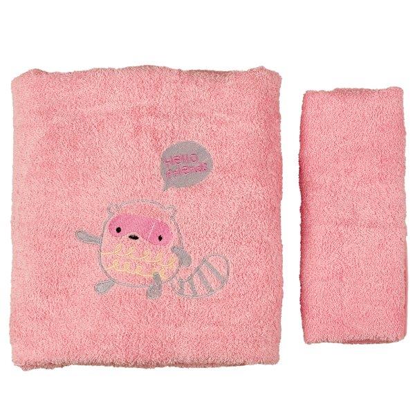 Σετ Πετσέτες 2τμχ Βαμβακερές Raccoon Pink (Ύφασμα: Βαμβάκι 100%, Χρώμα: Ροζ) - Ο Κόσμος του Μωρού - 5205626502210