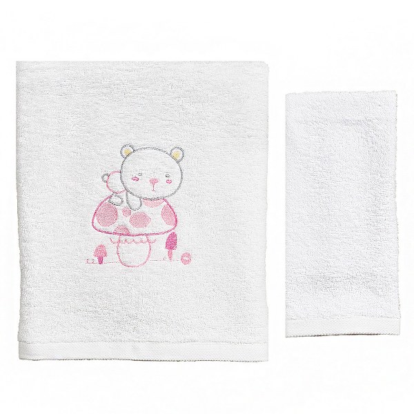 Ο Κόσμος του Μωρού Σετ Πετσέτες 2τμχ Μπεμπέ Βαμβακερές Bear Ροζ 50231 (Ύφασμα: Βαμβάκι 100%, Χρώμα: Ροζ) - Ο Κόσμος του Μωρού - 5205626502319
