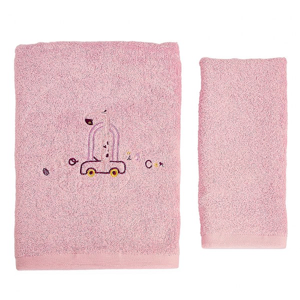 Σετ Πετσέτες 2τμχ Μπεμπέ Βαμβακερές Giraffe Pink 50261 (Ύφασμα: Βαμβάκι 100%, Χρώμα: Ροζ) - Ο Κόσμος του Μωρού - 50261