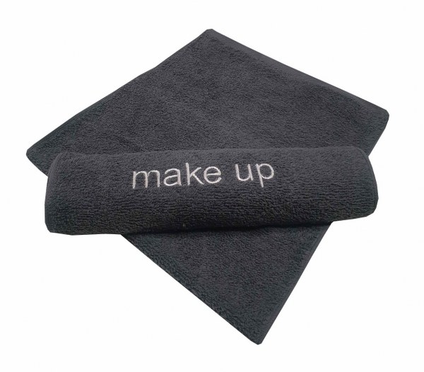 Πετσέτα Βαμβακερή Με Κέντημα Make Up 30x50εκ. Γκρι Plai