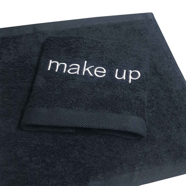 Πετσέτα Βαμβακερή Make Up 30x30εκ. Plain Line Μαύρη (Σε
