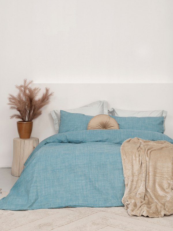 Σεντόνι Μεμονωμένο Βαμβακερό King 265x275εκ. Lina Denim Palamaiki (Ύφασμα: Βαμβάκι 100%, Τύπος κατωσέντονου: Χωρίς Λάστιχο, Χρώμα: Μπλε, Μέγεθος: King Size) - Palamaiki - 5205857256661
