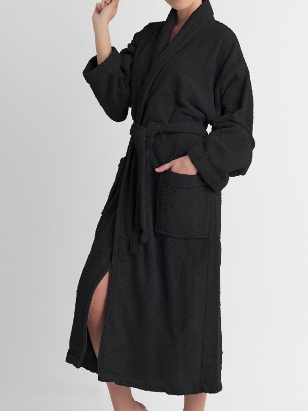 Μπουρνούζι Ενηλίκων Με Γιακά Βαμβακερό Small Gem Black Palamaiki (Ύφασμα: Βαμβάκι 100%, Χρώμα: Μαύρο, Μέγεθος: Small) - Palamaiki - 5205857258375