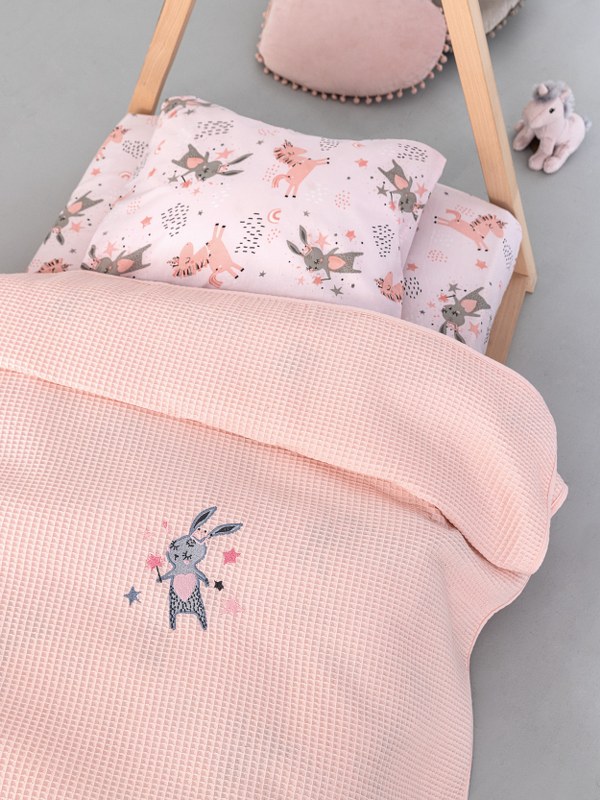 Κουβέρτα Πικέ Βαμβακερή Κούνιας 100×150εκ. Candy Pink Palamaiki (Ύφασμα: Βαμβάκι 100%, Χρώμα: Ροζ) – Palamaiki – 5205857261702