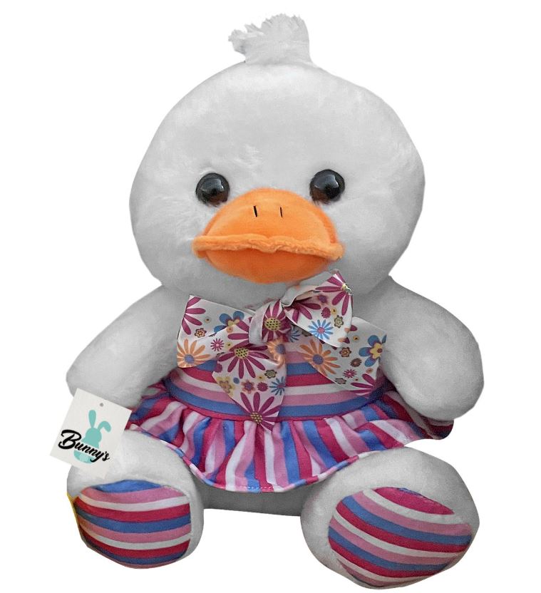 Λούτρινο Παπάκι Με Φόρεμα Λευκό 25εκ. 79-242 (Χρώμα: Λευκό) - Bunny's - 79-242-white