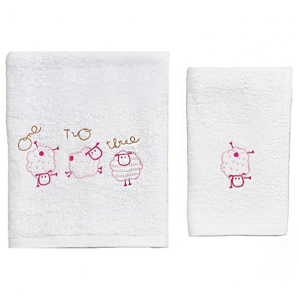 Σετ Πετσέτες 2τμχ Μπεμπέ Βαμβακερές Sheep Ροζ 57591 (Ύφασμα: Βαμβάκι 100%, Χρώμα: Ροζ) - Ο Κόσμος του Μωρού - 5205626575917