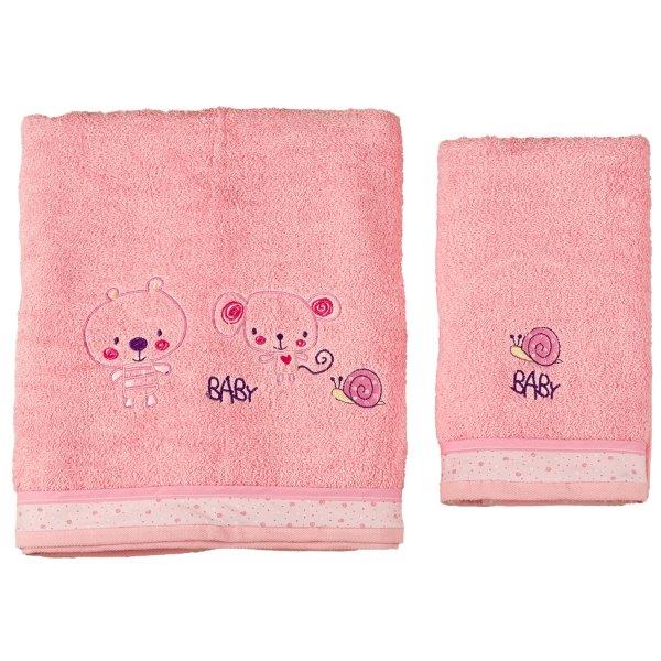Σετ Πετσέτες 2τμχ Βαμβακερές Baby Pink (Ύφασμα: Βαμβάκι 100%, Χρώμα: Ροζ) - Ο Κόσμος του Μωρού - 5205626590514