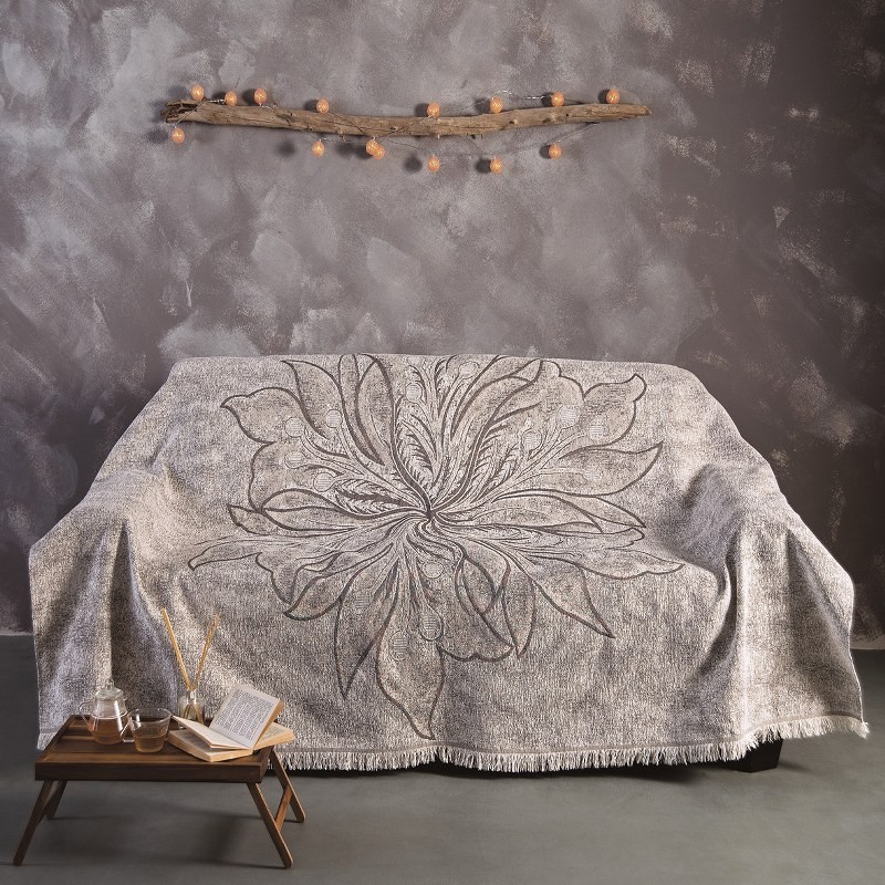 Ριχτάρι Σενίλ Ζακάρ Διθέσιος 180x240εκ. Orchidea Cream SB HOME (Ύφασμα: Chenille, Χρώμα: Κρεμ) - Sb home - 5206864064799