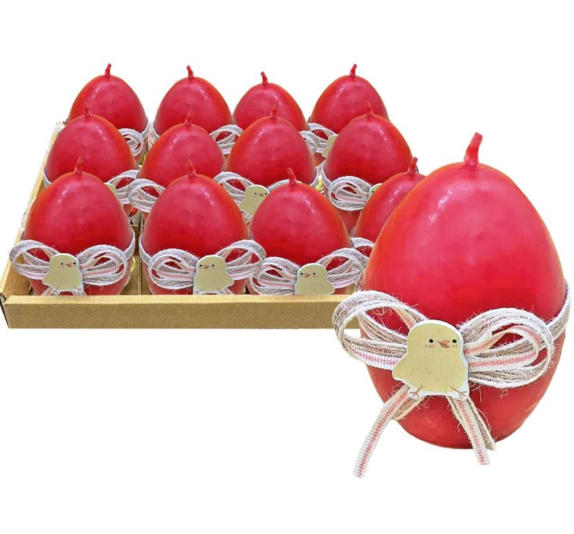 Κερί Αυγό με Κοτούλα 8εκ. Bunny's 73-2140 (Σετ 12 Τεμάχια) (Χρώμα: Κόκκινο) - Bunny's - 73-2140