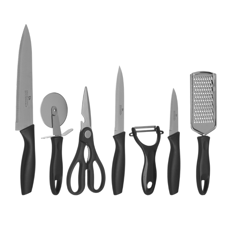 CLICK Εργαλεία Κουζίνας Σετ 7τμχ Ανοξείδωτα Μαύρα-Ασημί CLICK 30x3x44εκ. 6-60-560-0190 (Υλικό: Ανοξείδωτο, Χρώμα: Μαύρο) - CLICK - 6-60-560-0190