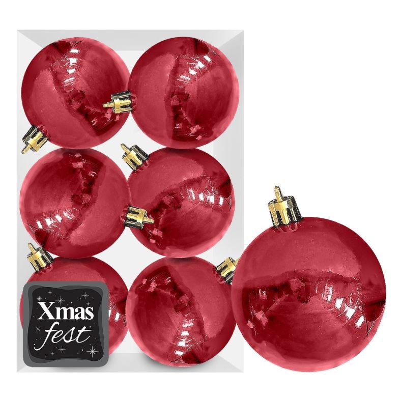 Xmas fest Σετ Μπάλες 6τμχ Περλέ Κόκκινες Δ8εκ. Xmas fest 93-2547 - Xmas fest - 93-2547