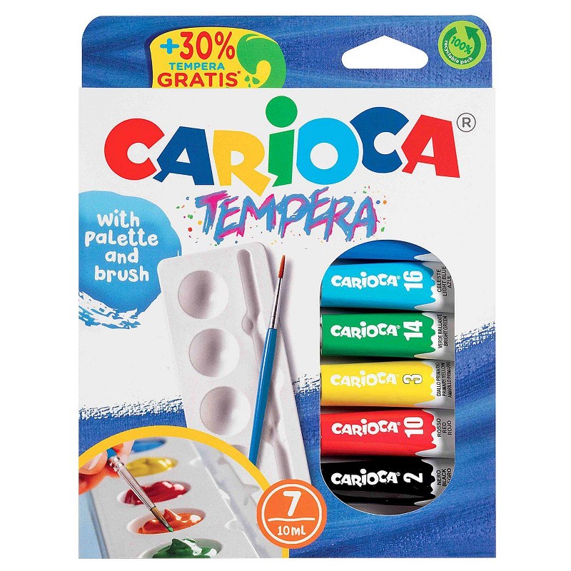 Τέμπερες Σετ 7τμχ Με Πινέλο Και Παλέτα Carioca 60-725 – CARIOCA – 60-725