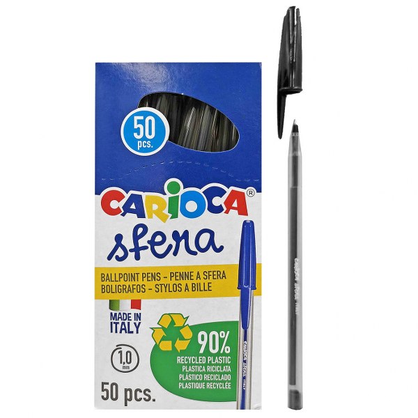 CARIOCA Στυλό Sfera Black Ballpoint Carioca 60-798 (Σετ 50 Τεμάχια) (Χρώμα: Μαύρο) - CARIOCA - 60-798-black