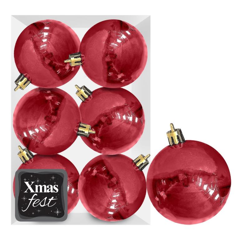 Σετ Μπάλες 6τμχ Κόκκινες Περλέ Δ6εκ. Xmas fest 93-2544 (Χρώμα:...