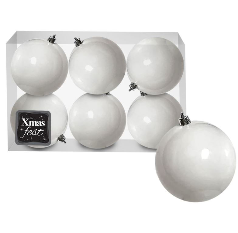 Σετ Μπάλες 6τμχ Λευκές Shiny-Glitter Δ6εκ. Xmas fest 93-1325 (Χρώμα:...