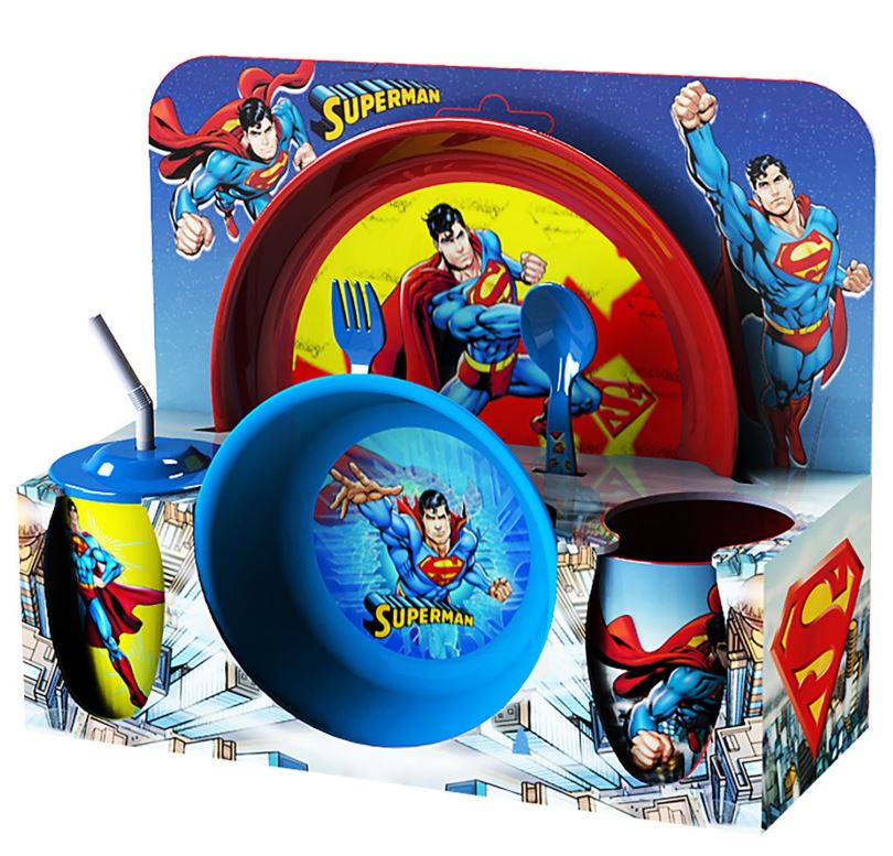 Warner Bros Σετ 6τμχ Φαγητού Πλαστικό Superman Warner Bros 50-3301 (Υλικό: Πλαστικό, Χρώμα: Μπλε) - Warner Bros - 50-3301