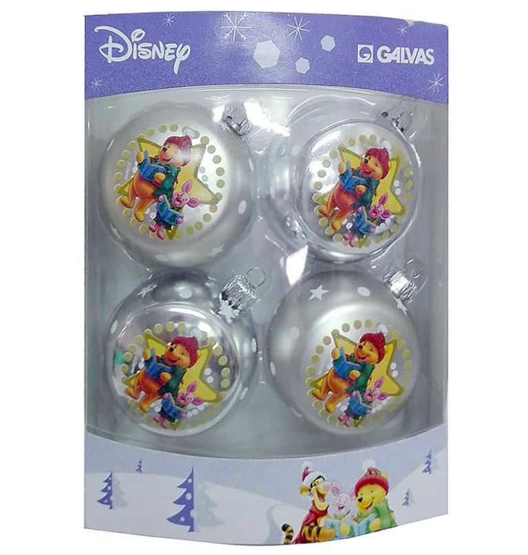 Disney Σετ Μπάλες 4τμχ Winnie the Pooh Silver Δ7,5εκ. Disney 93-3073 (Χρώμα: Ασημί ) - Disney - 93-3073-silver